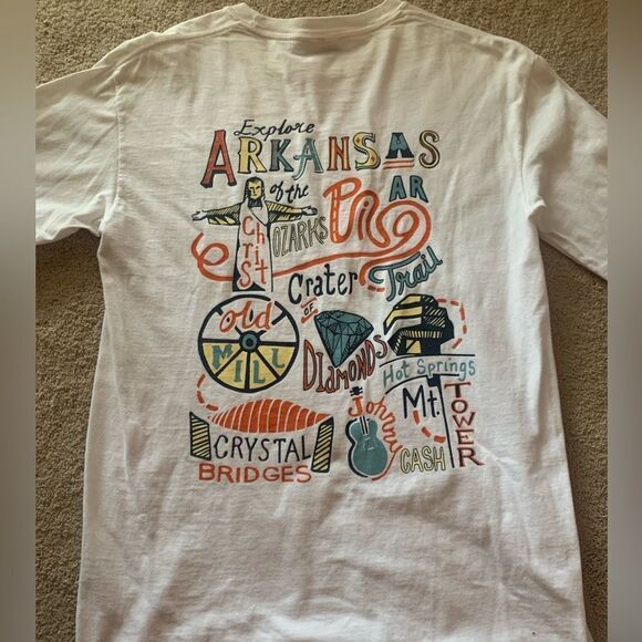 Comfort Colors Explore Arkansas Graphic White Long Sleeve Tee - Picture 1 of 5